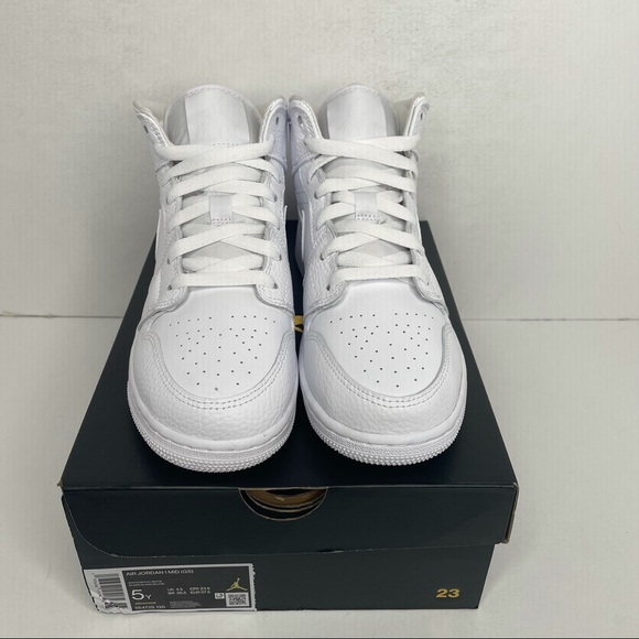 Nike Air Jordan 1 Retro Mid GS “Triple White” NEW - Picture 2 of 4